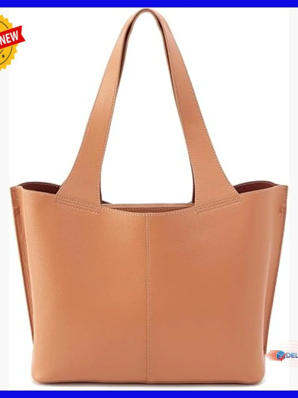 Leather Tote Bag with Laptop Compartment for Work & Travel